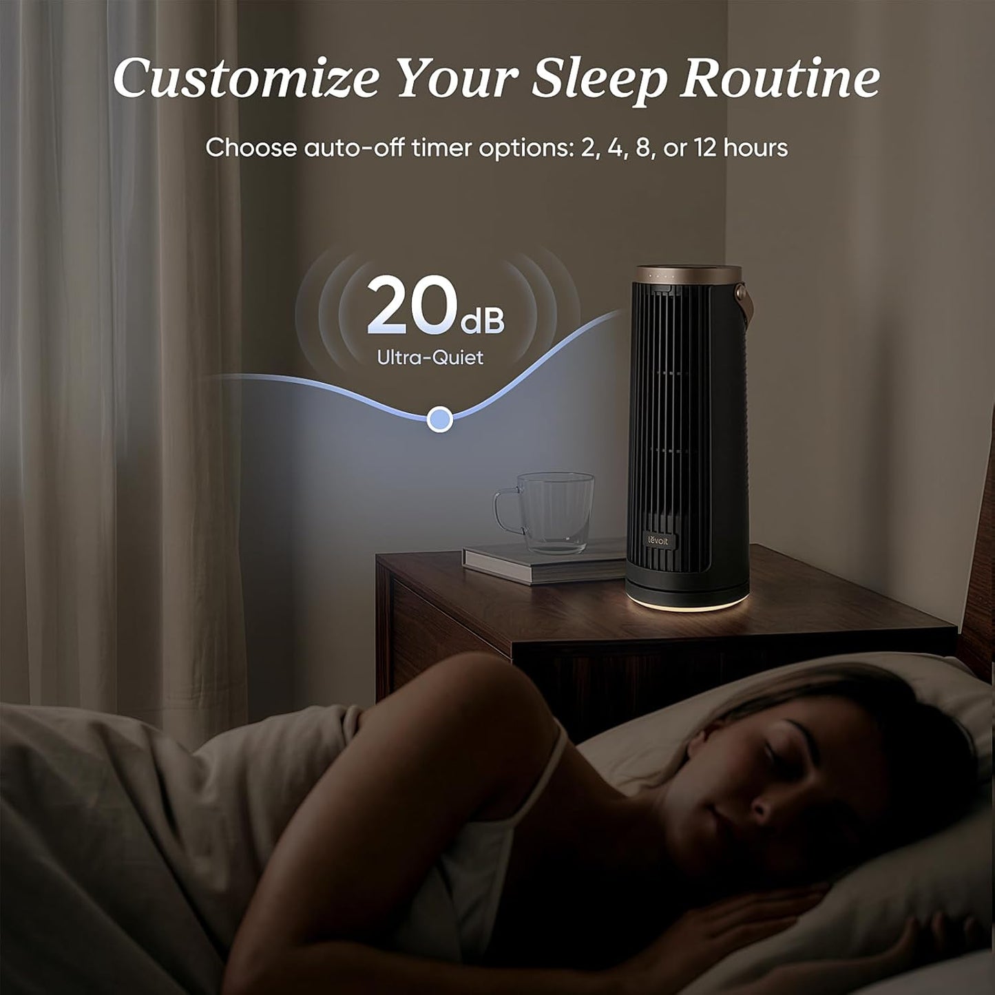 LEVOIT Tower Fan for Bedroom, 20dB Quiet Desk Fan with 23ft/s, Portable & Easy to Carry, 3-Angle & 5-Speed Mini Oscillating Fan, DC Motor, Bladeless, Remoter, 12H Timer, for Home, Room, Office, White