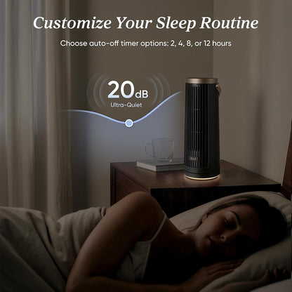 LEVOIT Tower Fan for Bedroom, 20dB Quiet Desk Fan with 23ft/s, Portable & Easy to Carry, 3-Angle & 5-Speed Mini Oscillating Fan, DC Motor, Bladeless, Remoter, 12H Timer, for Home, Room, Office, White