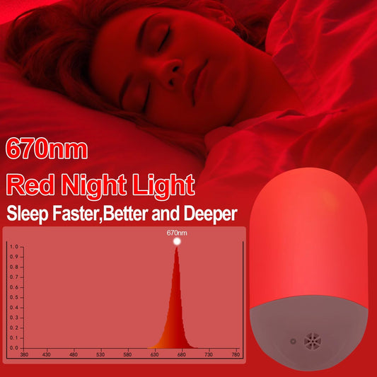 670nm Red & Amber Light Night Light for Sleep[2 Pack] - Zero Blue Light, with Dusk to Dawn Sensor Auto On/Off LED Red Night Light Plug into Wall for Nursery Bedroom Bathroom