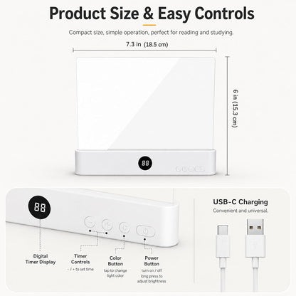 Smart 2 in 1 LED Book Light & Night Light, with 3 Colors, Stepless Dimming