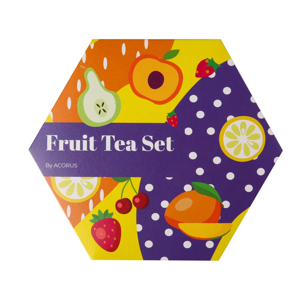 ACORUS Fruit Luxury Tea Set - Assorted Fruit and Herbal Teas Box, Tea Gift Set for Women and Tea Lovers, Large Variety Pack, 6 Flavor Sampler, 60 Bags
