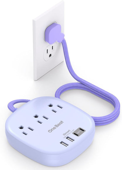 Travel Essentials, 22.5W/4.5A Flat Plug Power Strip, 6 Ft Extension Cord