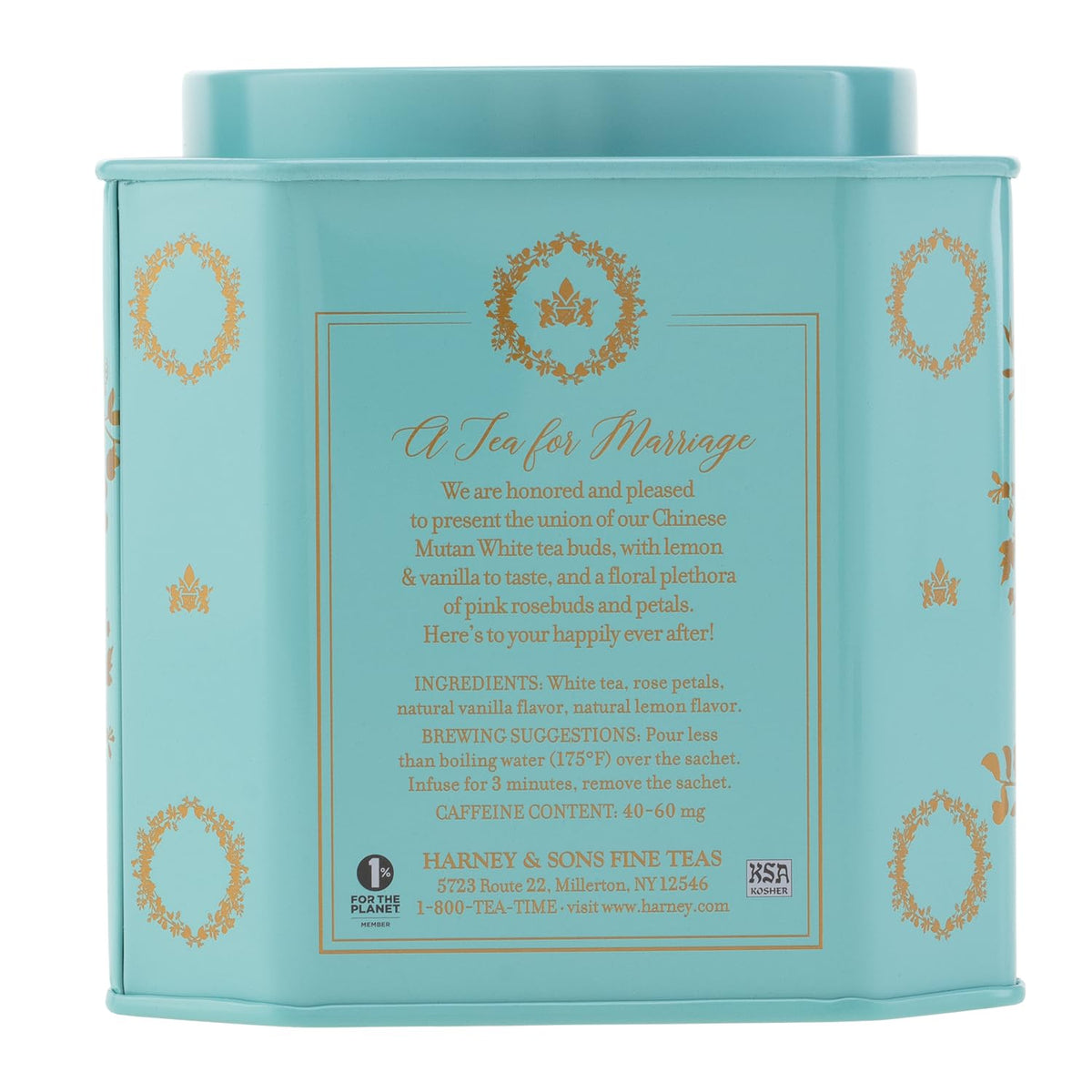 Harney & Sons Wedding Tea, White Tea Blend, 30 Sachets in Tin