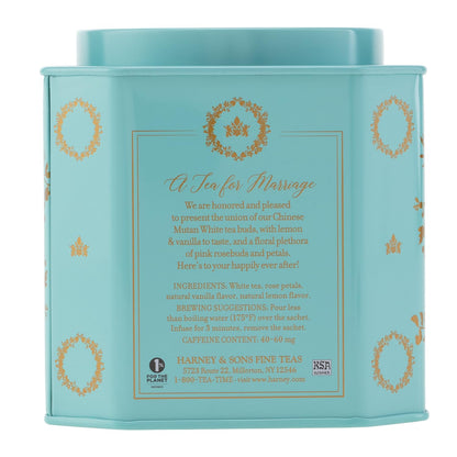 Harney & Sons Wedding Tea, White Tea Blend, 30 Sachets in Tin