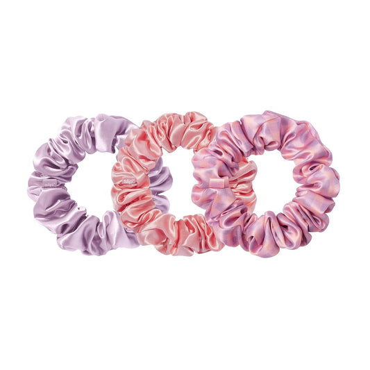 slip Large Scrunchie Multi | Set of 3 Pure Silk Large Scrunchies | Includes 1 Pink, 1 Caramel, 1 Black | 100% Mulberry Silk, Anti-Crease, Gentle on Hair, Reduces Breakage | Stylish & Durable