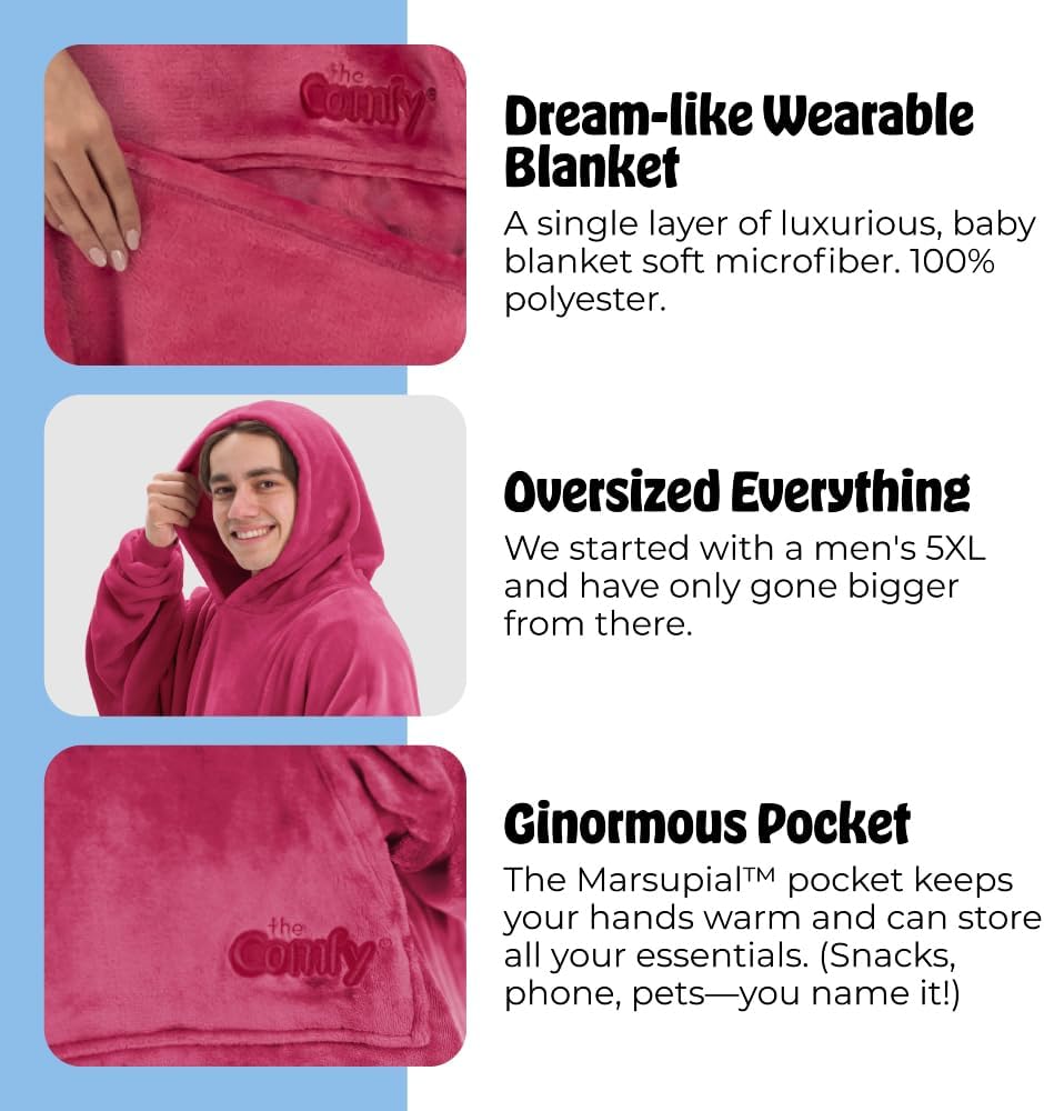 THE COMFY Dream | From Shark Tank | Patented | No Sherpa | Light Wearable Blanket Hoodie | Gift for Women & Men | One Size