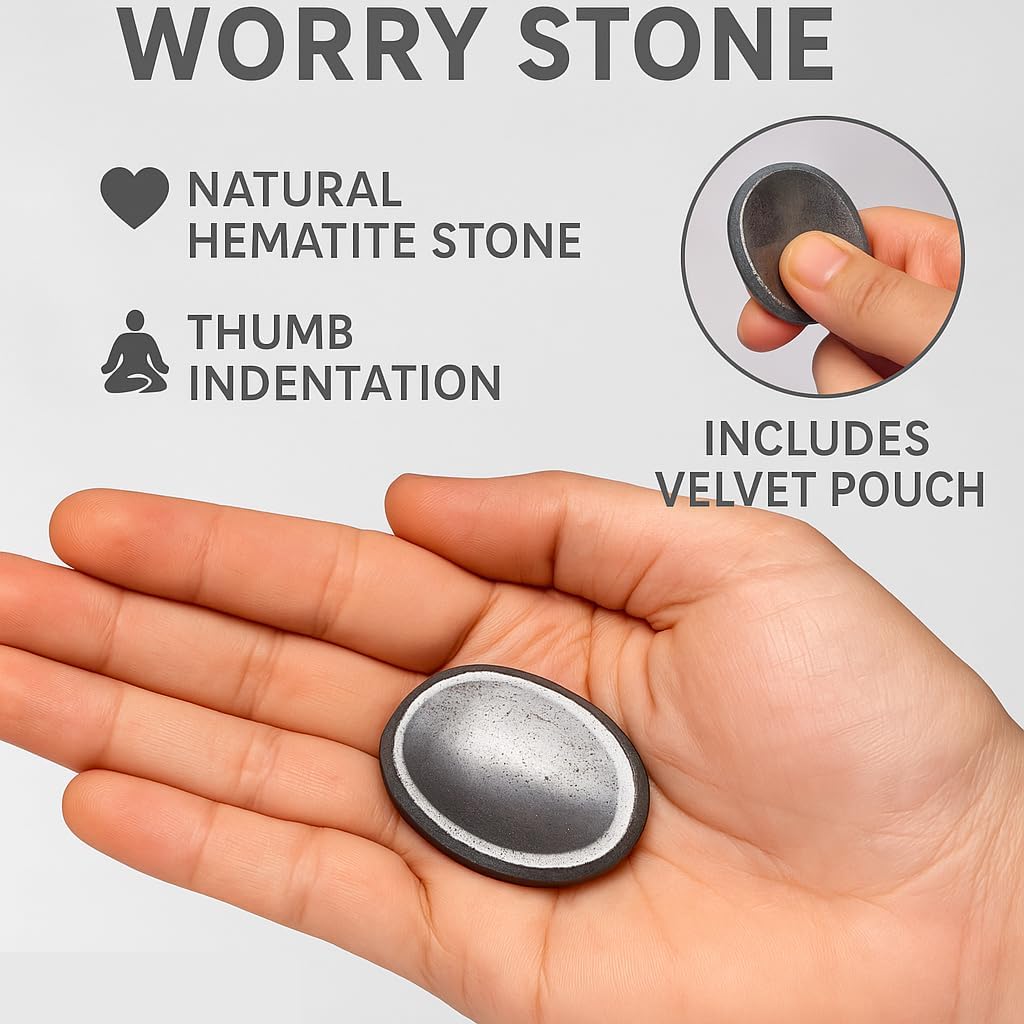 Natural Polished Thumb Palm Crystal for Meditation, Labradorite Worry Stone for Stress Relief, Anxiety Support & Pocket Reiki Healing