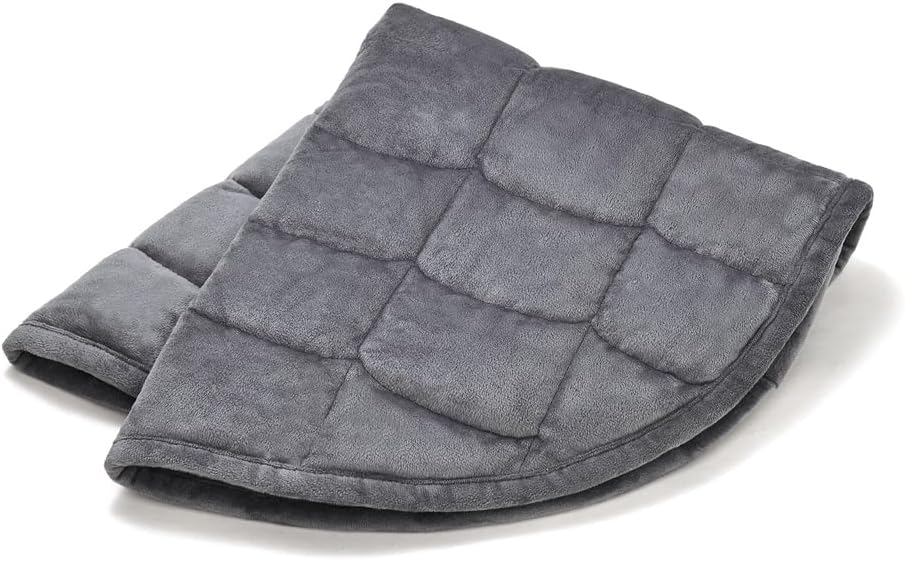 TONGDADA Weighted Lap Blanket 7lbs for Adult,Perfect for Relaxation, Lounging, Napping, Sleeping & Travel,Luxury Minky Weighted Body Blanket,Weighted Throw Blanket-Dark Grey Minky Dot, 29" x 24"