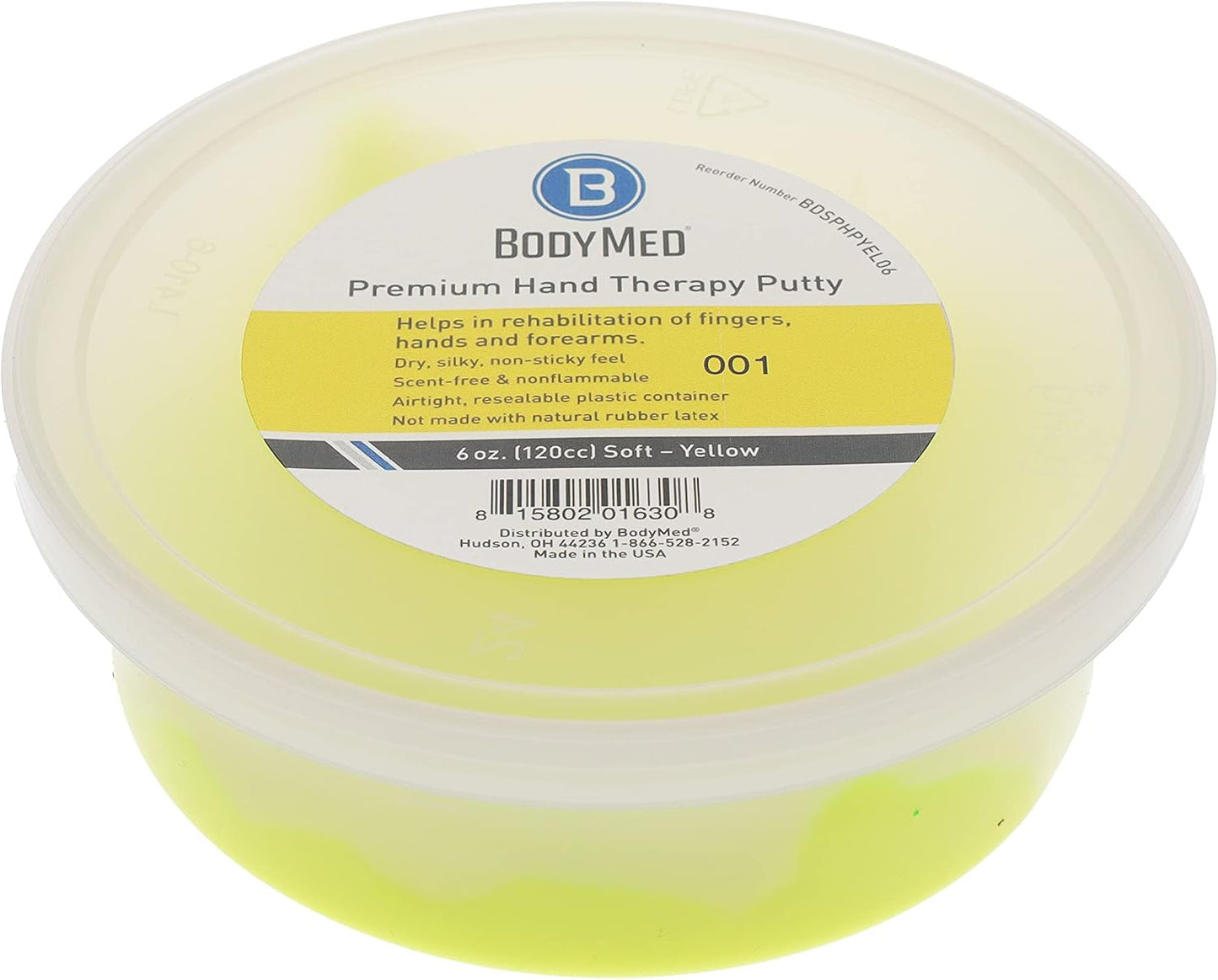 BodyMed Premium Hand Therapy Putty, Yellow, 6 Oz., Soft, Strengthening Therapy Putty for Physical Rehabilitation