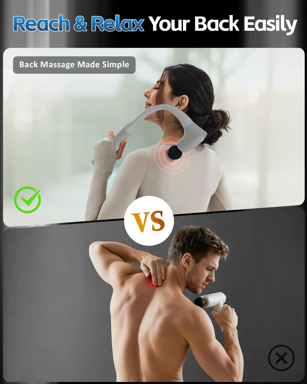 2-in-1 Detachable Massage Gun Deep Tissue with Extension Handle