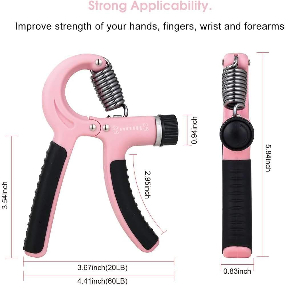 Grip Strength Trainer-2 Pack Hand Grip Strengthener Adjustable Resistance Range 20-90 lbs Non-Slip Hand Grip, Hand Gripper Exerciser, Wrist Strengthener for Forearm Grip Workout