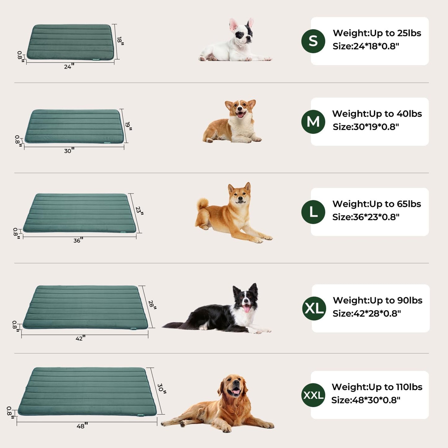 BALANCE Dog Crate Pad, Dog Foam Crate Mat Kennel Pad, Washable Water-Resistant Pet Bed Flat Dogs Cage Mat for Large Dogs