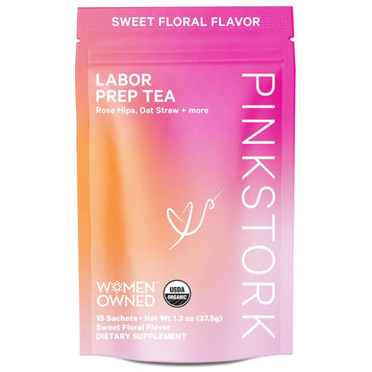 Pink Stork Organic Labor Prep Tea, Sweet Floral Flavor, 30 Cups