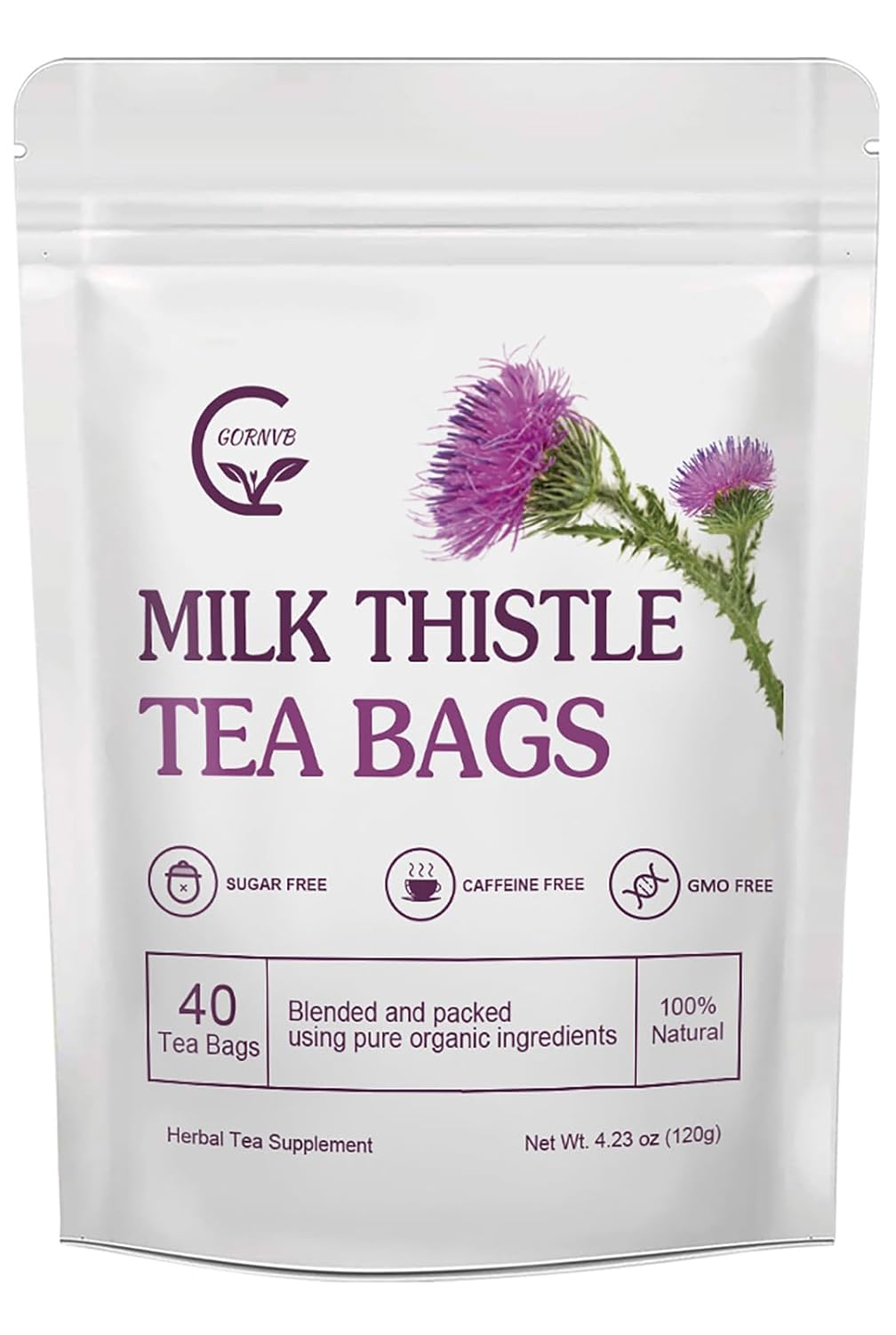 Organic Roasted Dandelion Root Tea with Milk Thistle Tea - Supports Kidney Function and Liver Function, 30 Tea Bags