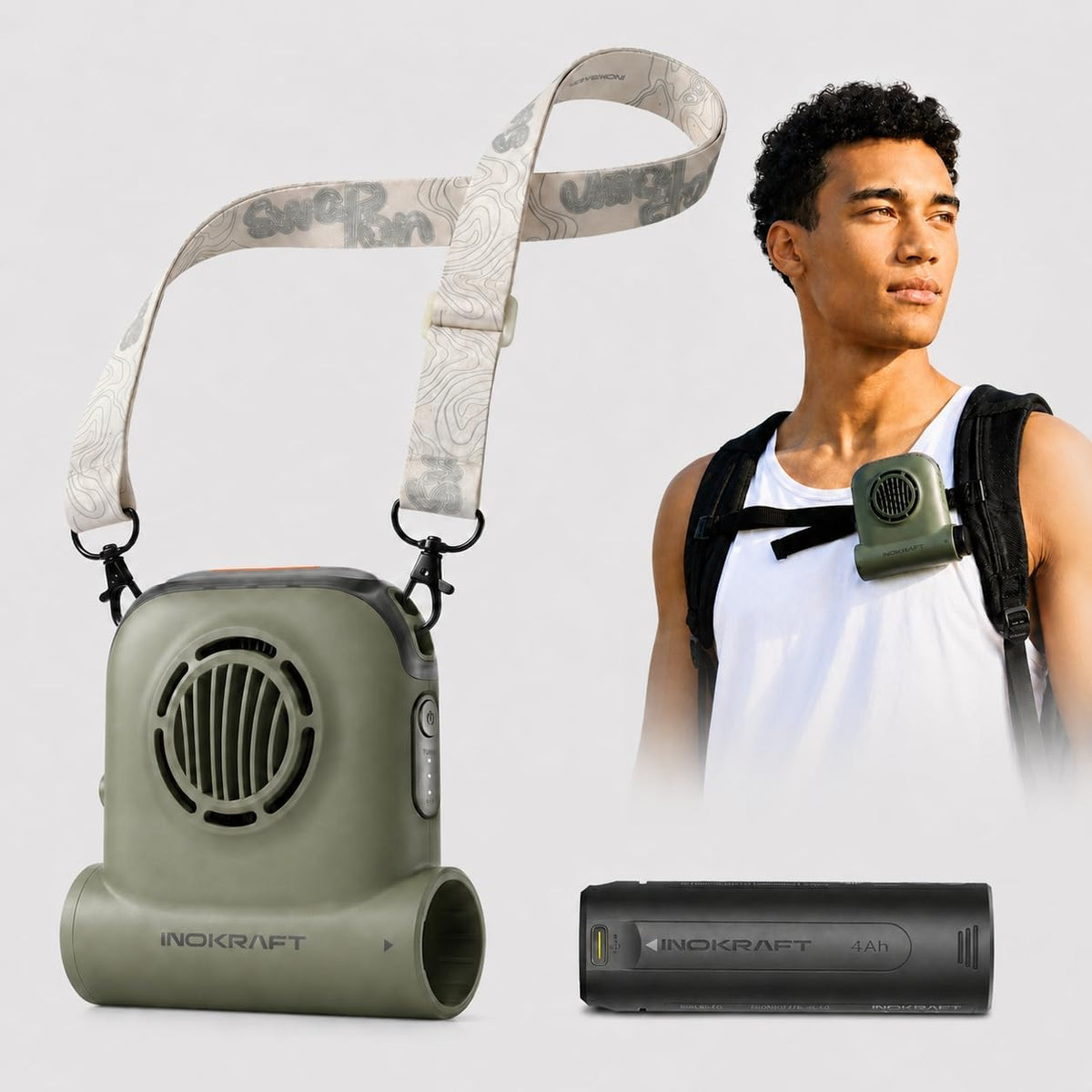 InoKraft Waist Fan with Swappable 4Ah Rechargeable Battery