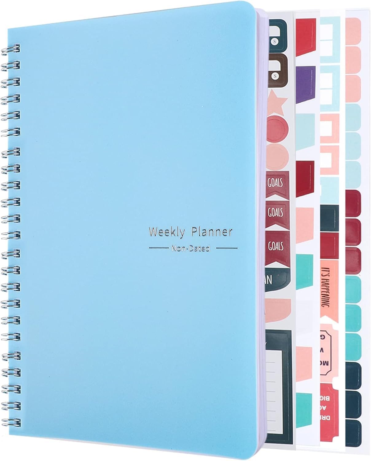 Undated Weekly Planner with Habit Tracker, 52 Weeks To Do List Notebook A5 Weekly Goal Planner with Spiral Binding & Stickers Home Work School Supplies for Women Girls 8.2" x 5.7" - Pink