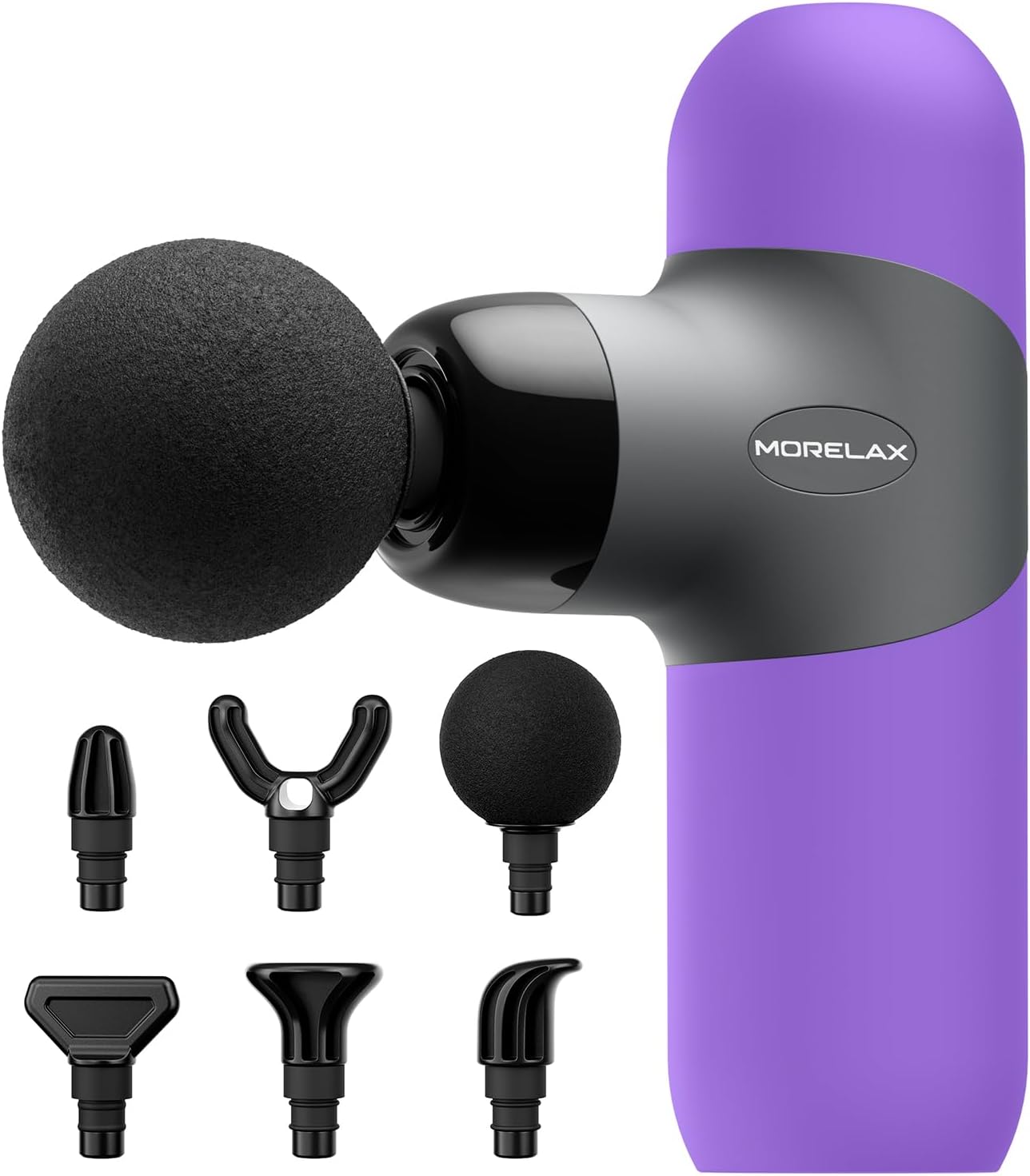 Morelax Mini Massage Gun Portable Deep Tissue Muscle Percussion Massager, Electric Handheld Sport Massager with 6 Massage Heads 4 Speed, Best Gift (Blue)