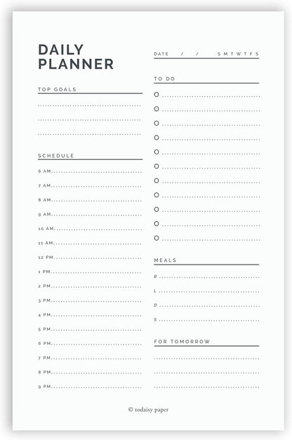 Daily Planner Notepad 5.5" x 8.5" To Do List with Hourly Schedule, Time Block Planning Pad, Desktop To Do List, 50 Sheets by Todaisy Paper