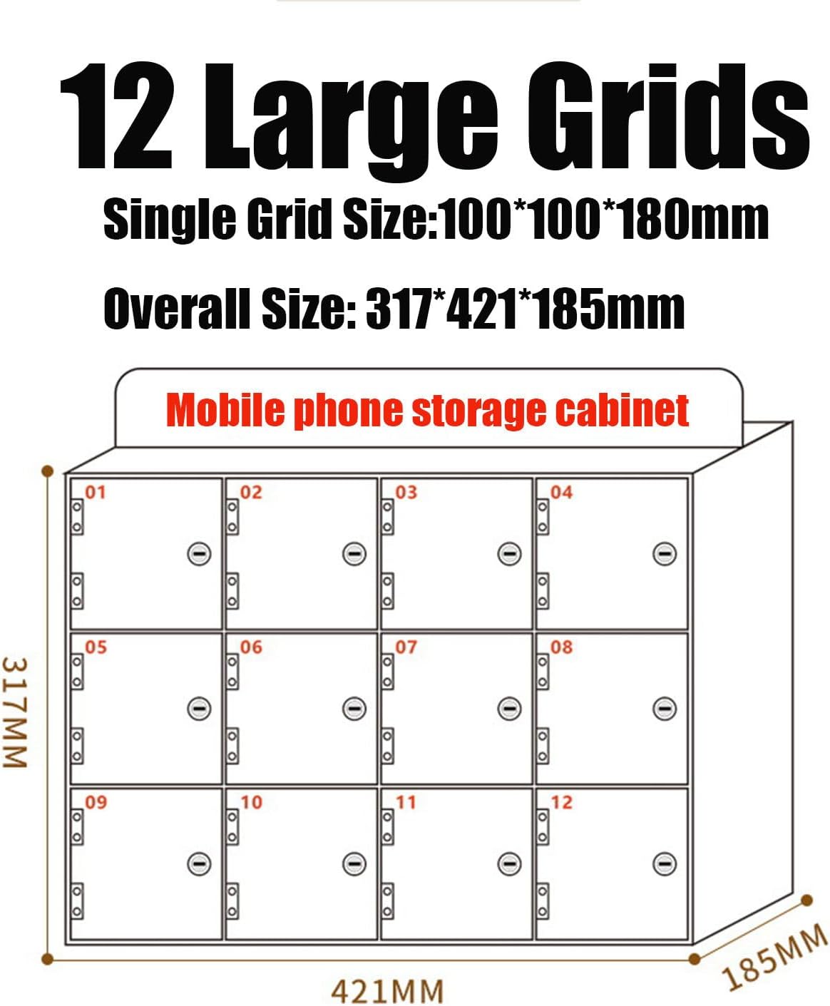 Acrylic Phone Charging Station 50 Slots Wallmounted with LockKeys Secure Mobile Device Nizer for Office Classroom Meeting Room Spacesaving Solution,4Slots