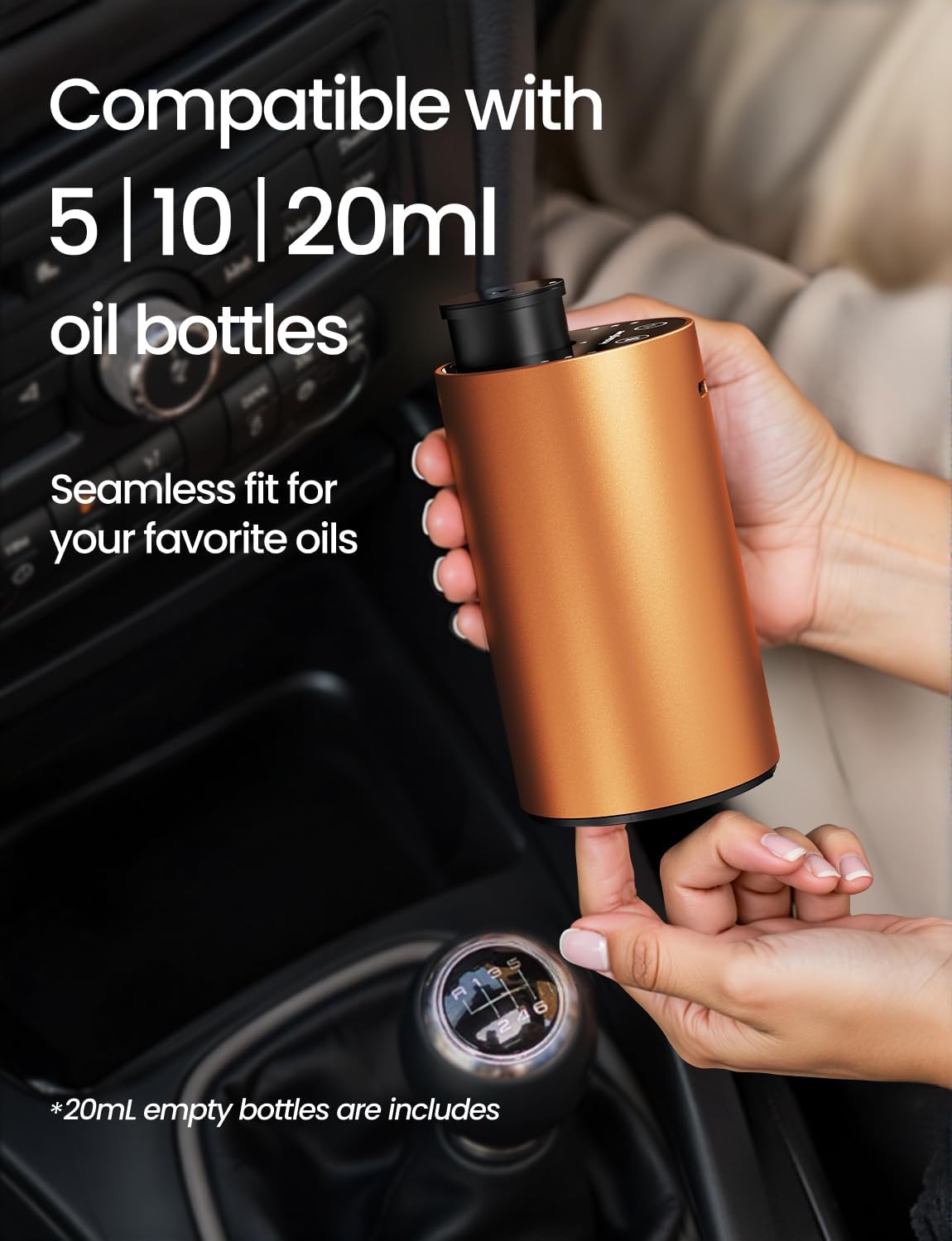 Waterless Essential Oil Diffuser, Rechargeable Scent Diffusers with 3 Mist Levels & Timers, Portable Aromatherapy Diffuser for Home Car Room Studio Office, Black Metal