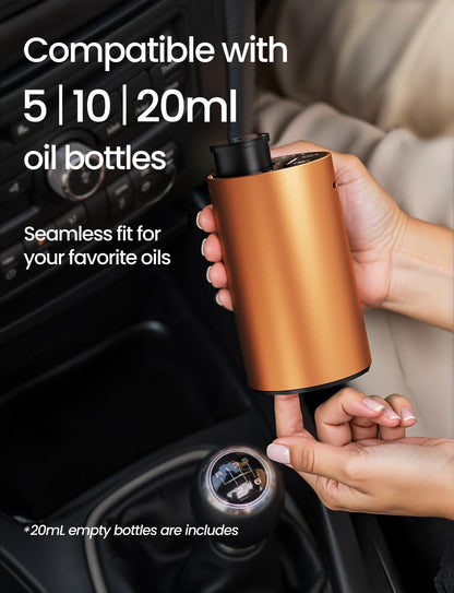 Waterless Essential Oil Diffuser, Rechargeable Scent Diffusers with 3 Mist Levels & Timers, Portable Aromatherapy Diffuser for Home Car Room Studio Office, Black Metal