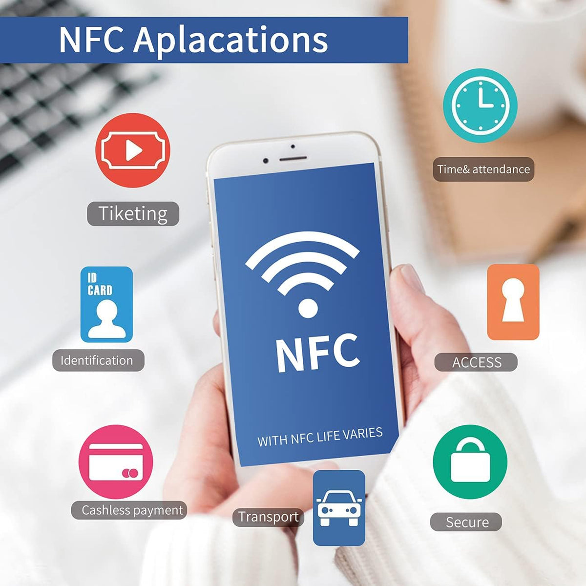 NFC Stickers NFC Tags Sticker NTAG215 NFC Rewritable Black Tags NFC 215 RFID Sticker (25mm) Programmable NFC Tag 504 Bytes Compatible with iPhone and All Other NFC Enabled Devices