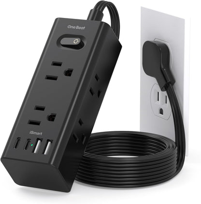 One Beat 10Ft Extension Cord with Multiple Outlets,Flat Plug Power Strip