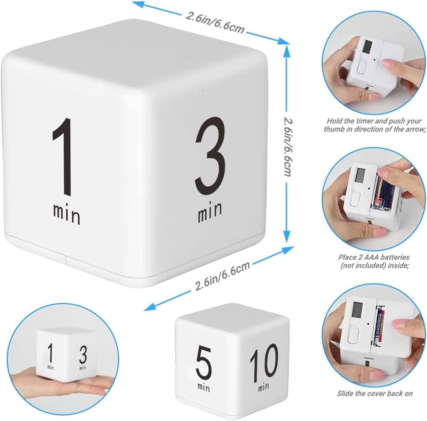 Pomodoro Cube Timer, Productivity Visual Timer 5/25/15/45 Minutes Preset, Desk Portable Rotating Multi Timers for ADHD Time Management Work Study Cooking Workout School