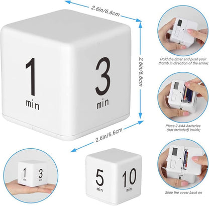 Pomodoro Cube Timer, Productivity Visual Timer 5/25/15/45 Minutes Preset, Desk Portable Rotating Multi Timers for ADHD Time Management Work Study Cooking Workout School
