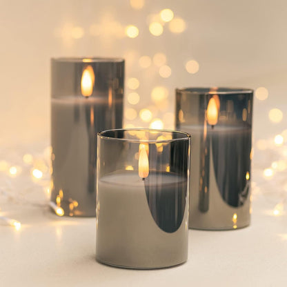ANGELLOONG Flickering Flameless Candles, Realistic Battery Operated Candles with Remote and Timer, Set of 3 LED Candles for Fall Room Home Wedding Decor Centerpieces Table Party Christmas Decorations