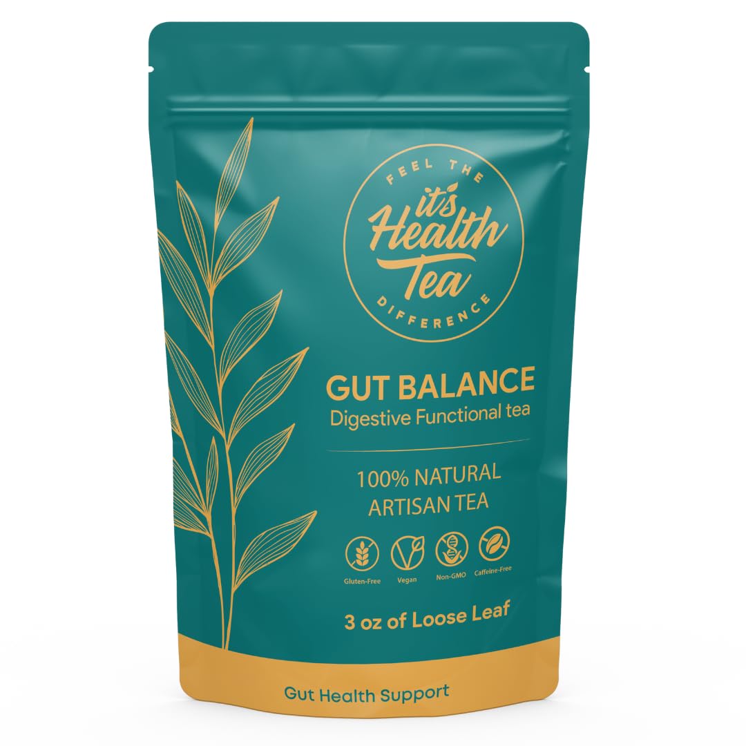 Gut Balance Herbal Tea – Supports Overall Gut Microbiome Health & Occasional Bloating Support | After-Meal Digestive Comfort | Enjoy Hot or Iced | Caffeine-Free Loose Leaf Botanical Blend (35 Unbleached Tea Bags Included)*