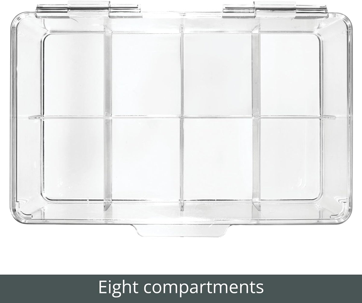 mDesign Tea Bag Single Serve Pouch Divided Box Holder Organizer, Clear