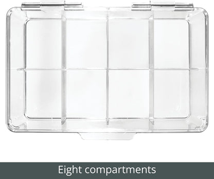 mDesign Tea Bag Single Serve Pouch Divided Box Holder Organizer, Clear