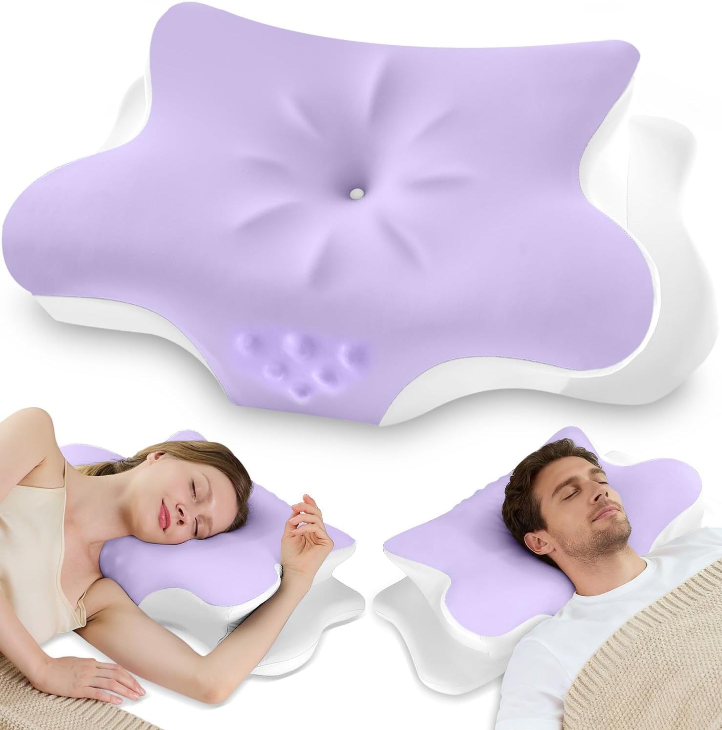 Cervical Neck Pillow for Pain Relief – Ergonomic Memory Foam Pillow for Side Sleeper Contour Orthopedic Bed Pillow for Neck Support with Cooling Cover – Ideal Christmas Birthday Gift for Women Men