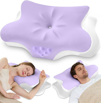 Cervical Neck Pillow for Pain Relief – Ergonomic Memory Foam Pillow for Side Sleeper Contour Orthopedic Bed Pillow for Neck Support with Cooling Cover – Ideal Christmas Birthday Gift for Women Men