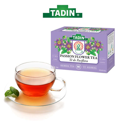 Tadin Passion Flower Herbal Tea. Caffeine Free. 0.84 oz. 24 Tea Bags. Pack of 3