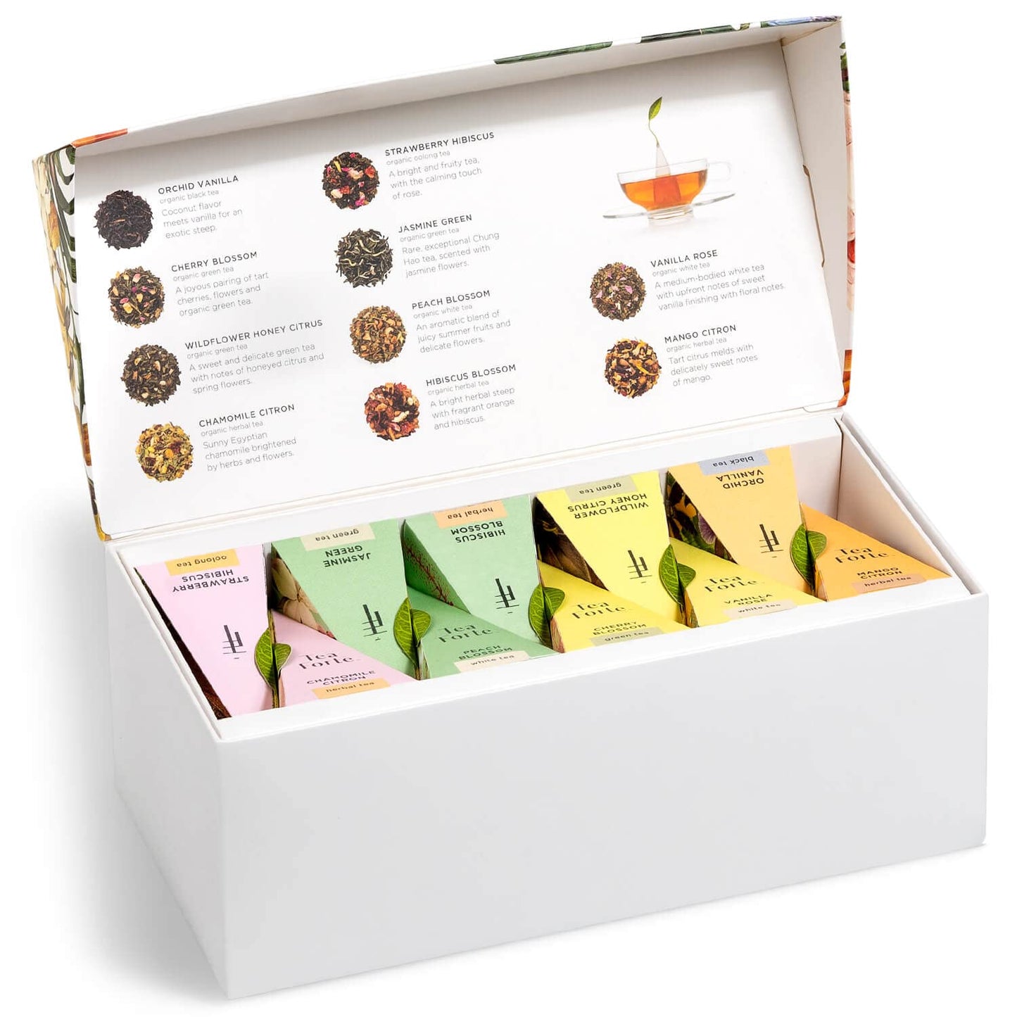 Tea Forte Premium Presentation Box Gift Set Sampler, 20 Count, Assorted Blends Individually Wrapped Handcrafted Pyramid Infuser Bags, Jubilee Tea