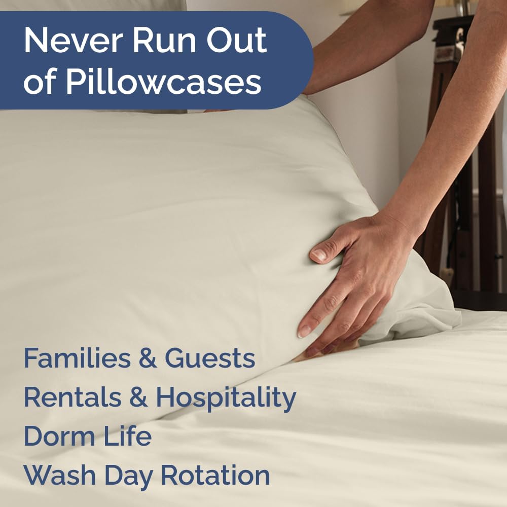 Standard Pillow Cases Set of 10 - Ultra Soft Hotel Quality Pillowcase Covers - Comfy, Cozy & Wrinkle Free - Shrink, Stain and Fade Resistant - Machine Washable Pillow Protectors - 10 Pcs Set - White - Colors A