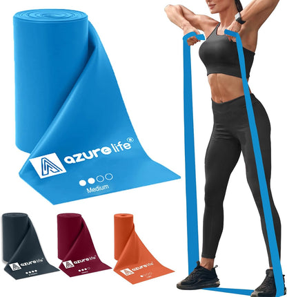 A AZURELIFE Professional Individual Exercise Resistance Bands, Single 5, 6,7 Ft or 8 Yards Elastic Bands, Non-Latex Stretch Bands for PT, Yoga, Pilates, Rehab, at-Home or The Gym Workouts