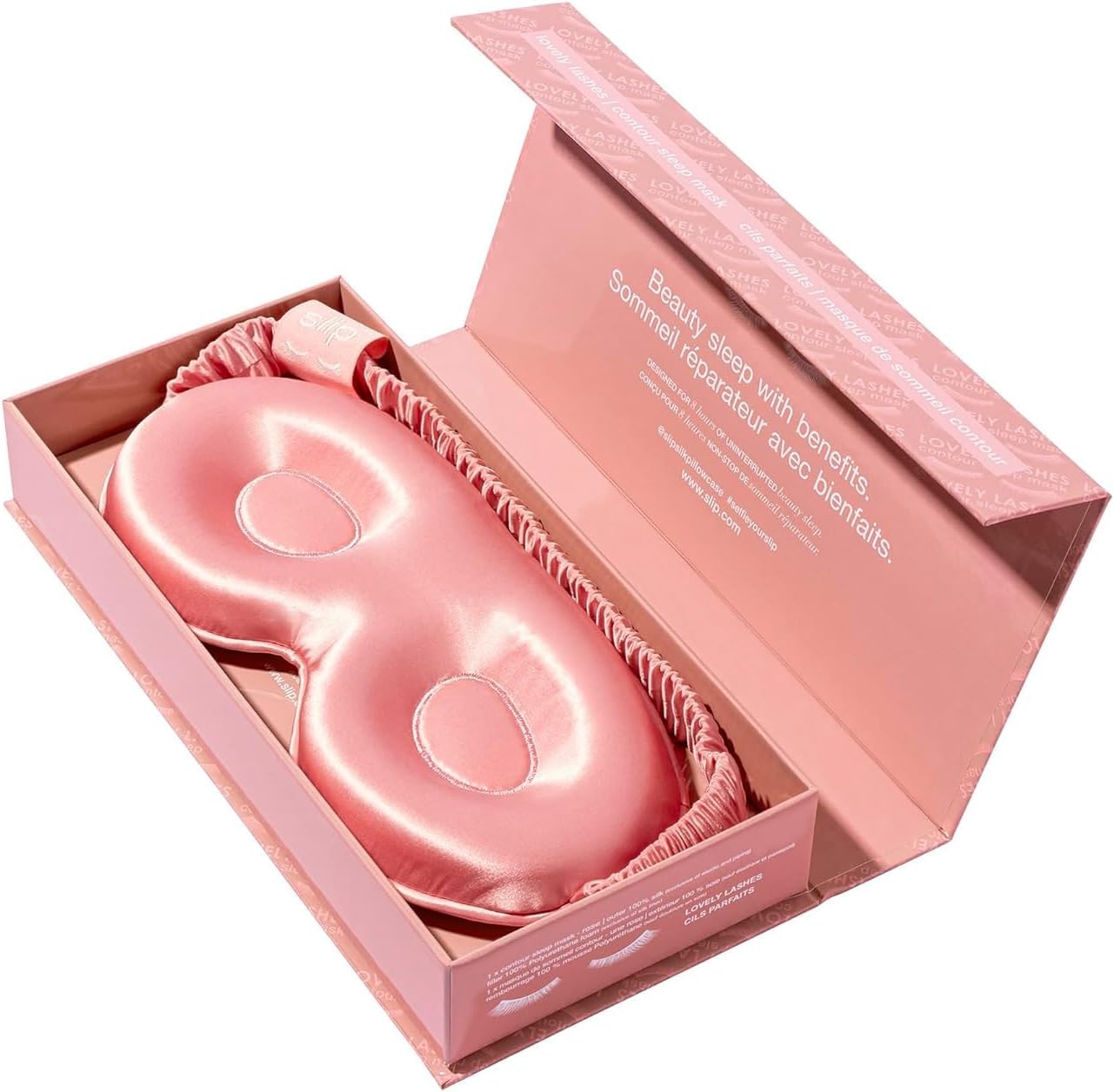 slip Contour Sleep Mask | 100% Pure Mulberry Silk, Ultra Soft | Contoured Design, Prevents Eye Pressure | Adjustable Strap, Ideal for Travel - Black