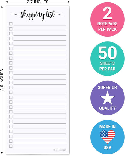 321Done To Do List Notepad, 2-Pack 50 Sheets Each, 3.7x8.5 College Ruled Pad, 70lb Matte Paper, Note Pad for Shopping List, Checklist To-Dos Tasks Planning for Home Office, Made in USA