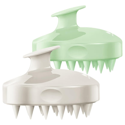 HEETA Hair Scalp Massager Shampoo Brush 2 Pack, Soft Silicone Bristles to Remove Dandruff, Waterproof Hair Scrubber for Both Wet Dry Use, Suitable for Men & Women (Green & Black)
