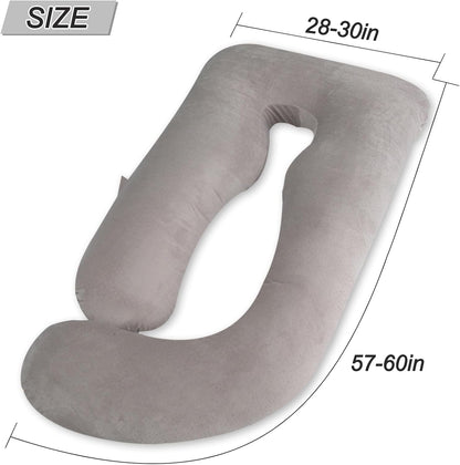 60 Inch Pregnancy Pillow for Sleeping, Extra Large U Shaped Body Pillow, Maternity Pillow for Pregnant Women with Velvet Cover (Dark Grey)