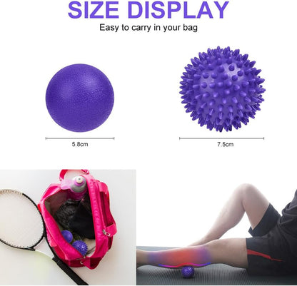URAQT Spiky Massage Ball Set, 2 Pack Physical Therapy Massage Balls, Hard Lacrosse Ball & Spiky Massage Ball for Myofascial Release and Trigger Point Deep Tissue Massage (Blue)
