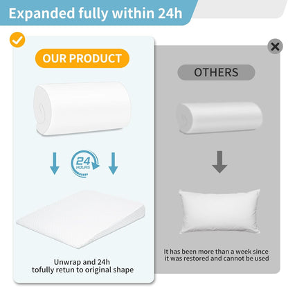 VADSBO Wedge Pillow, Bed Wedge Pillows for Sleeping, Snoring, Back Support, After Surgery, Foam Triangle Pillow, Removable Washable Cover (Gray, 5in)