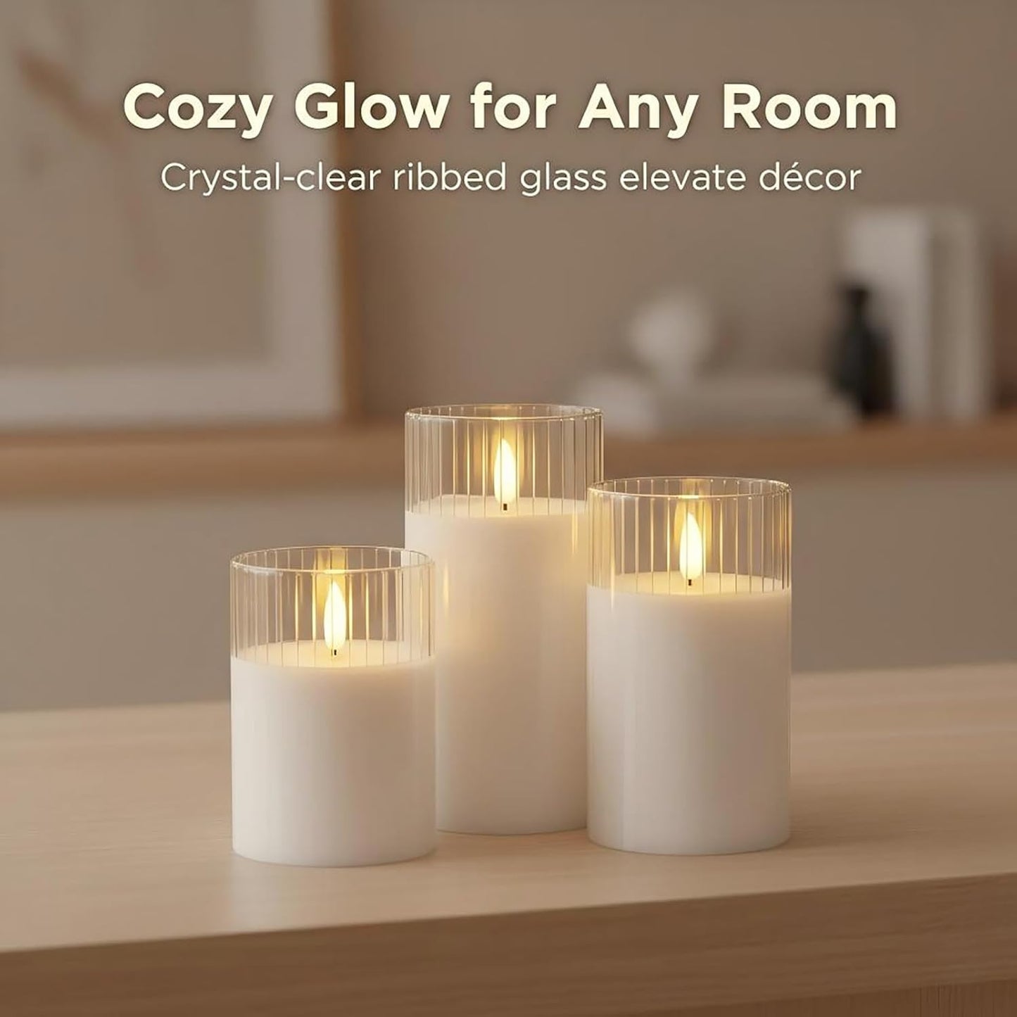 ANGELLOONG Flickering Flameless Candles, Realistic Battery Operated Candles with Remote and Timer, Set of 3 LED Candles for Fall Room Home Wedding Decor Centerpieces Table Party Christmas Decorations