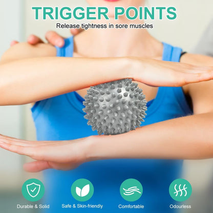 URAQT Spiky Massage Ball Set, 2 Pack Physical Therapy Massage Balls, Hard Lacrosse Ball & Spiky Massage Ball for Myofascial Release and Trigger Point Deep Tissue Massage (Blue)