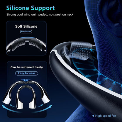 Heelkl AI Neck Fan, 4 Speeds Adjustable Portable Personal Fan Rechargeable, 4000 mAh Battery Faster Cooling Wearable Fan, Ultra Quiet for Home, Office, Travel, Outdoor