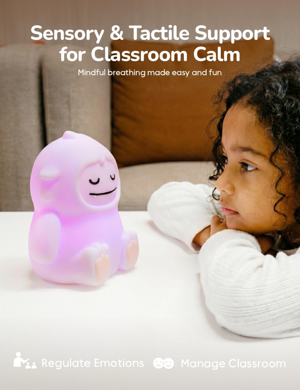 Breathing Pal 'Ted'- Mindfulness Breathing Light, Guided Visual Meditation Breathing Light, Anxiety Relief Items for Calm Down Corner/Meditation/Sleep for Adult&Kid