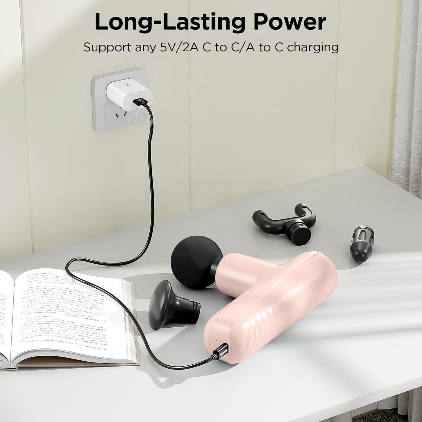 Mini Massage Gun, Powerful Handheld Muscle Massager for Muscle Relaxation, Deep Tissue Percussion Small Massage Gun Travel Massager with 4 Massage Heads Silent Brushless Motor, Black